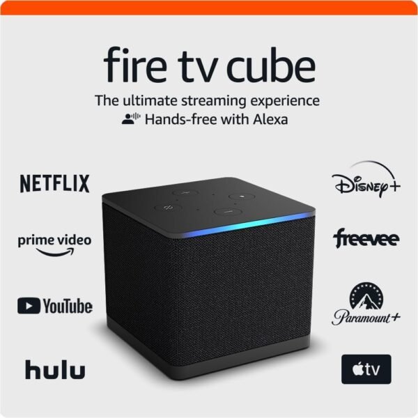 Amazon Fire TV Cube (newest model) with AI-powered Fire TV Search, Hands-free streaming device with Alexa, Wi-Fi 6E, 4K Ultra HD