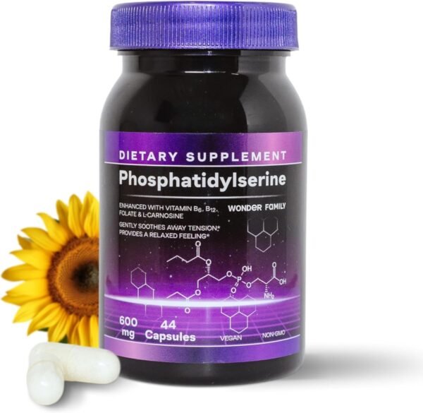 Phosphatidylserine Supplement 600MG and L Carnosine - Natural Brain Food Supplement - Potent Alternative to Phosphatidylcholine Supplement Pills - Fosfatidilserina from Sunflower Lecithin